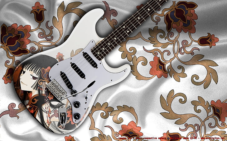 white and gray Stratocaster electric guitar, xxxholic, ichihara yuuko, HD wallpaper
