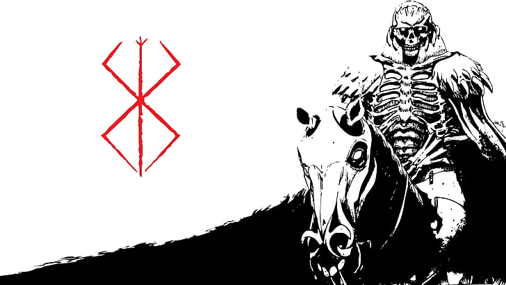 skeleton knight and horse vector art, Berserk, Skull Knight, anime, HD wallpaper