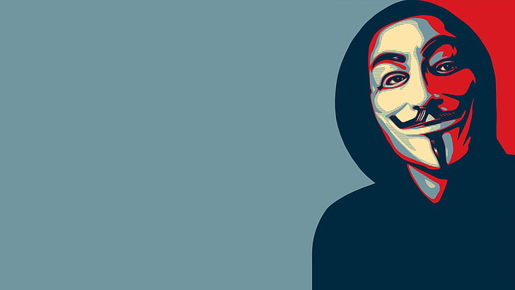 Guy Fawkes pop art, Anonymous, face, mask, minimalism, Guy Fawkes mask, HD wallpaper