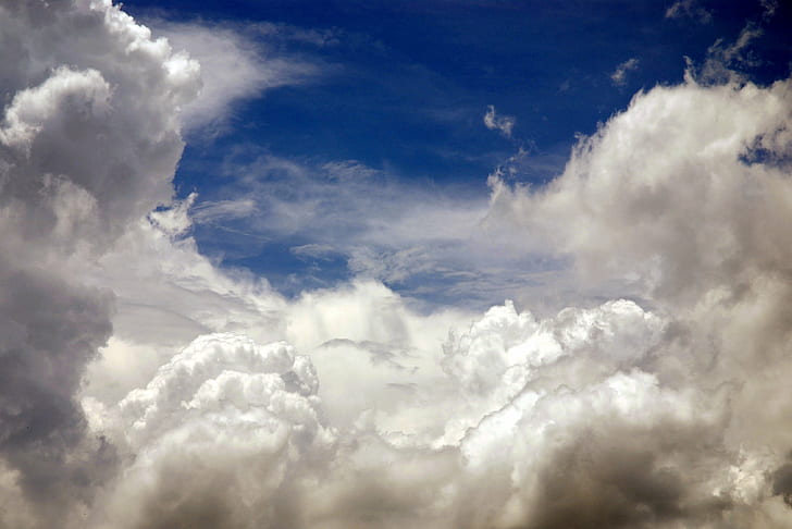 aerial photography of nimbus clouds under blue sky\, beautiful, HD wallpaper