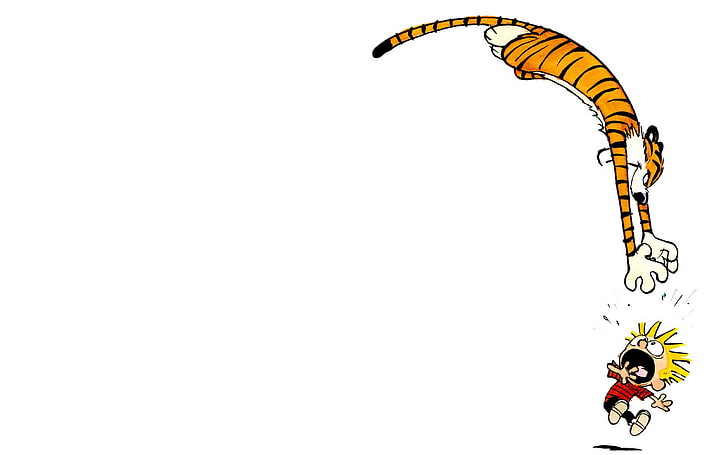 white background, Calvin and Hobbes, copy space, representation, HD wallpaper
