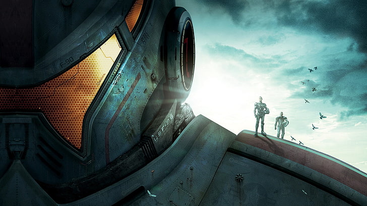 Pacific Rim fan art, fantasy art, space, sky, nature, group of people