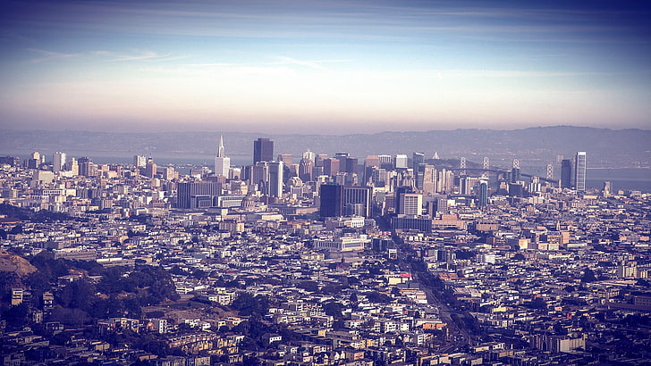 aerial view of cityscape, San Francisco, building exterior, architecture