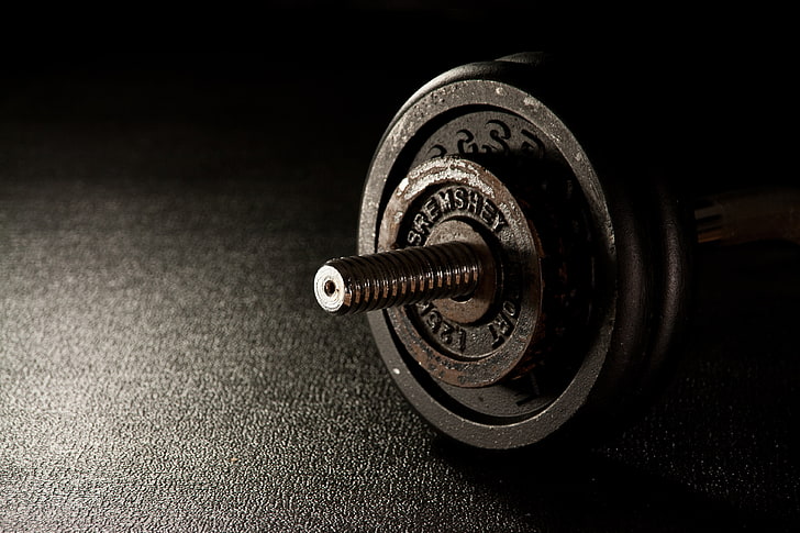 black and silver barbell, dumbbells, fitness, gym, exercising, HD wallpaper