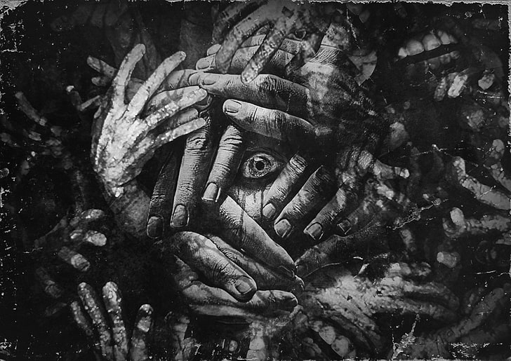horror, The Evil Within 2, video games, hands, eyes, monochrome, HD wallpaper