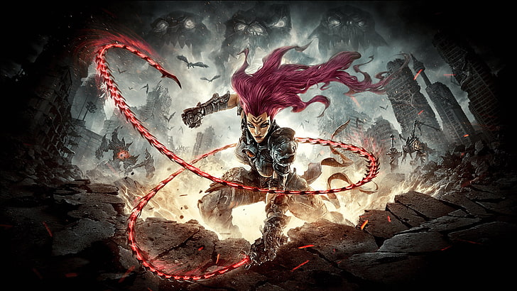 game character illustration, video games, Darksiders 3, red, indoors