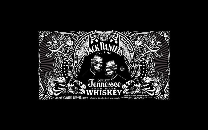 Jack Daniels logo, Jack Daniel's, black background, studio shot, HD wallpaper
