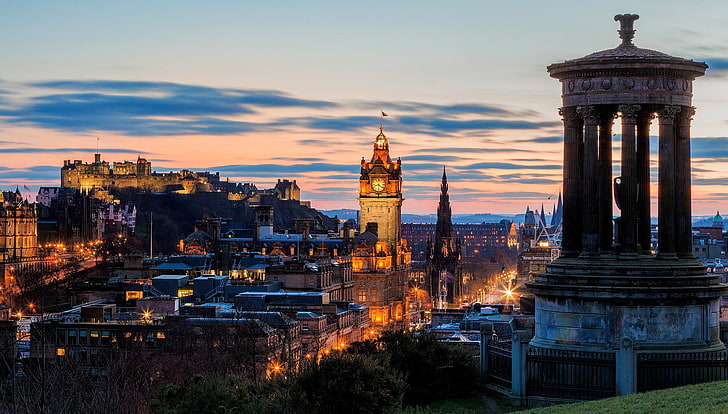 cityscape, Edinburgh, Scotland, castle, hills, old building, HD wallpaper
