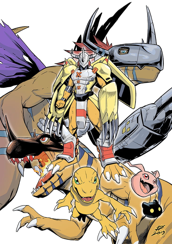 Digimon, Digimon Adventure, Agumon, evolution, white background, HD wallpaper
