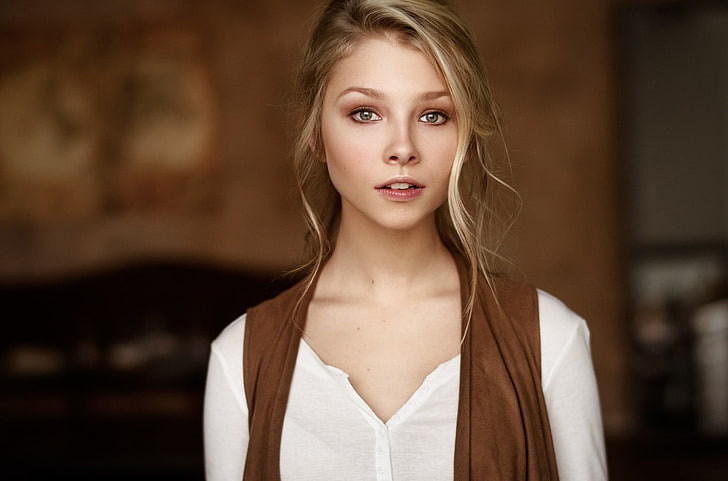 women's white long-sleeved top, model, Sacha Leyendecker, Alice Tarasenko, HD wallpaper