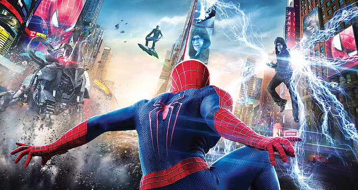 The Amazing Spider-Man digital wallpaper, City, USA, Sky, Sony