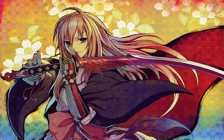 anime, original characters, anime girls, sword, katana, art and craft, HD wallpaper