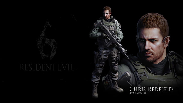 black background, Resident evil, Resident Evil 6, Chris Redfield, HD wallpaper