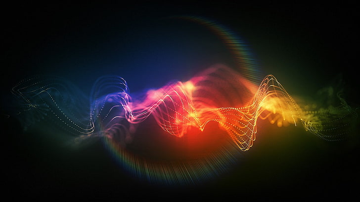 red and yellow soundwaves digital wallpaper, abstract, colorful, HD wallpaper