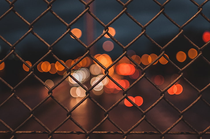 brown metal cyclone wire fence, mesh, glare, backgrounds, security, HD wallpaper