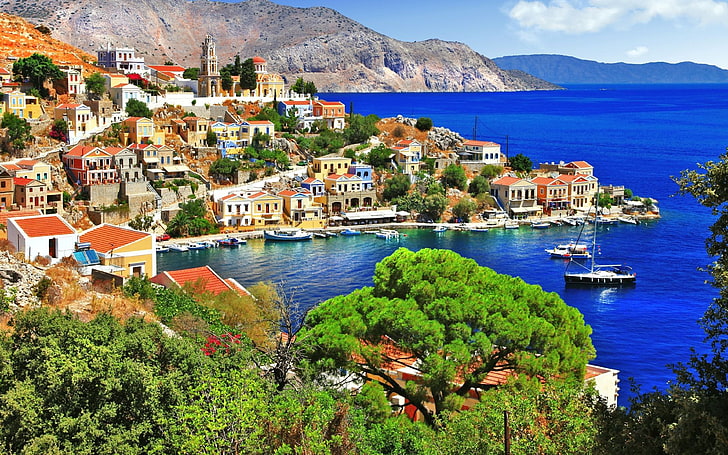 Greek Islands Symi Island Group Of Dodecanese Famous For Its Beaches Beautiful Hd Wallpaper For Desktop And Mobile 3840×2400