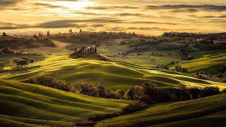 italy, tuscany, landscape, fields, summer, scenery, europe, HD wallpaper