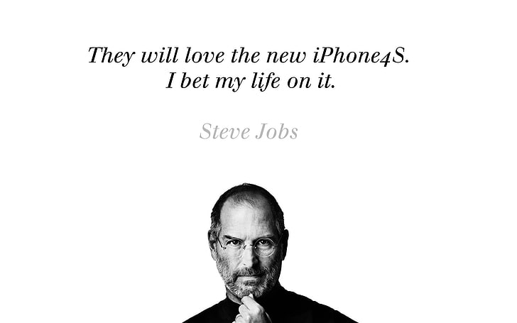 Steve Jobs, iphone, bw, text, people, men, males, one Person, HD wallpaper