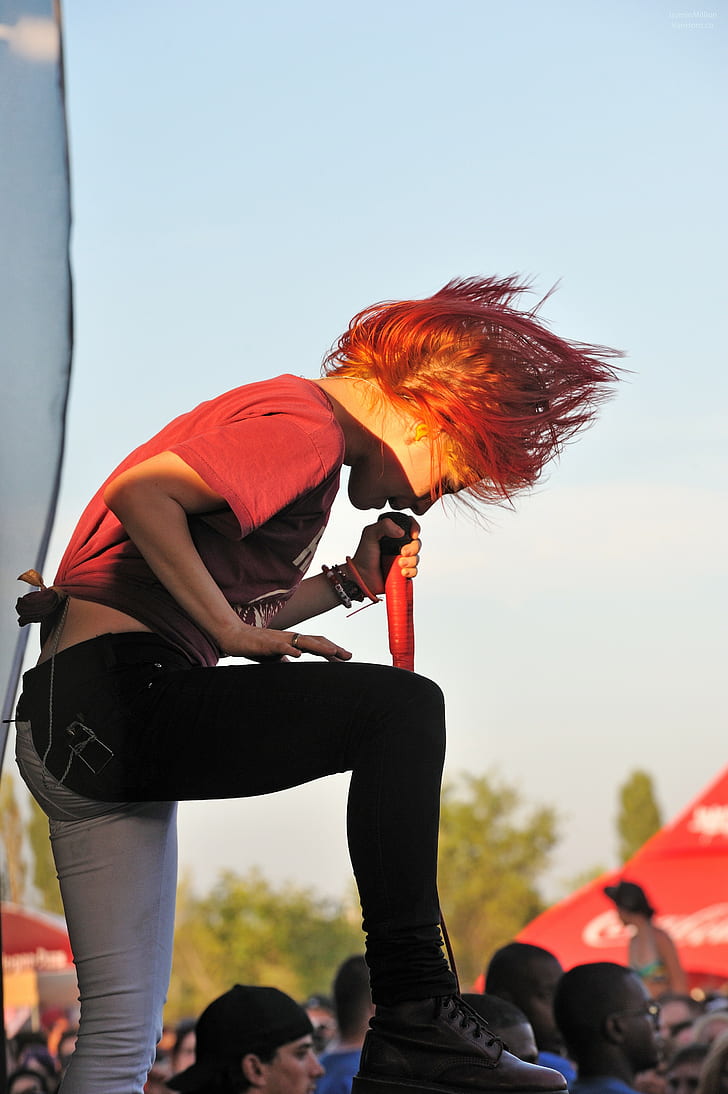 Hayley Williams, singing, women, redhead, Paramore, stage shots