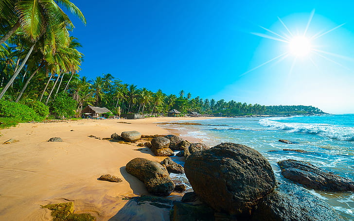 Tropical Beach In Sri Lanka Bay On Island Curieuse Sunset Wallpaper Hd 1920×1200, HD wallpaper