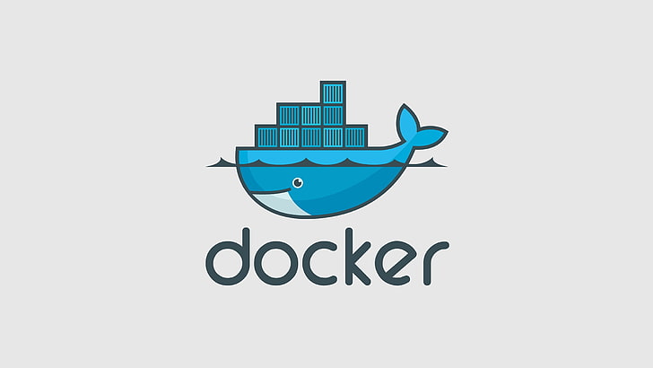 Docker logo, containers, minimalism, typography, artwork, simple background