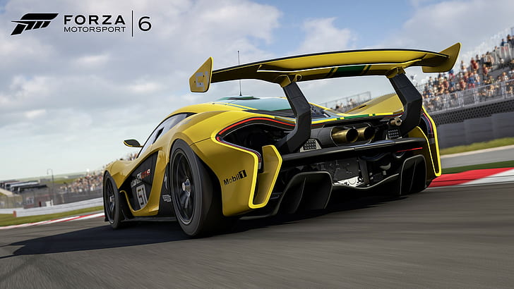 Forza Motorsport 6, car, McLaren P1, yellow mclaren p1, HD wallpaper