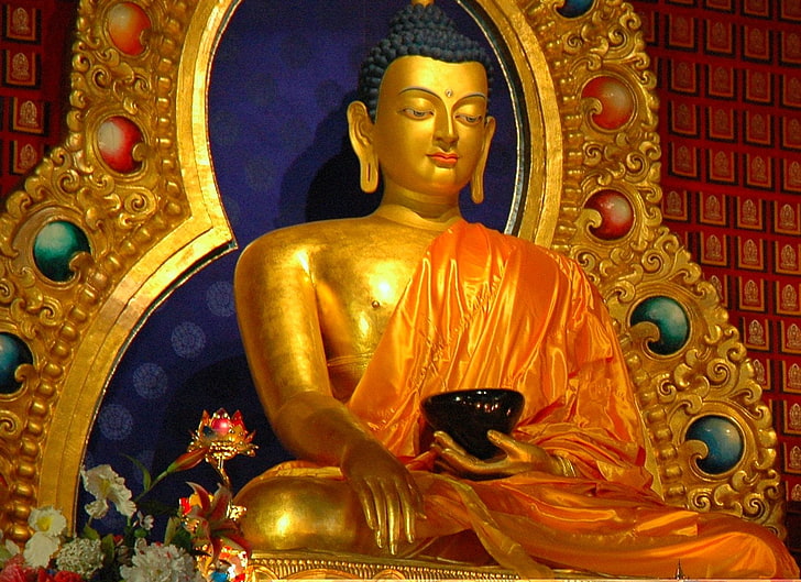 Lord Buddha In The Bhumisparsha, Buddha digital wallpaper, God
