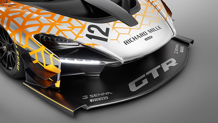 car, supercars, McLaren, McLaren Senna GTR, orange, studio shot, HD wallpaper