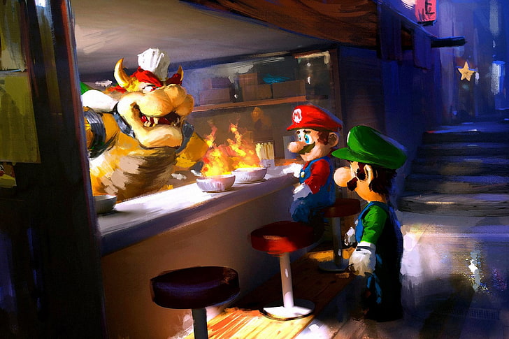 Mario, Super Mario Bros., Bowser, Luigi, HD wallpaper