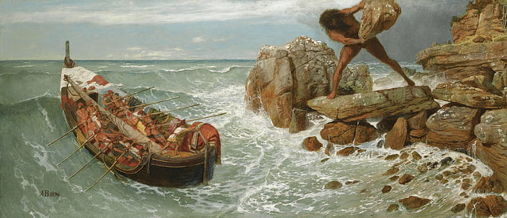 oil painting odysseus artwork arnold bcklin, HD wallpaper