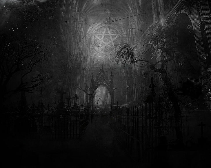 creepy, Dark, Evil, horror, scary, spooky, tree, plant, fog, HD wallpaper