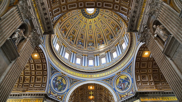 St. Peter's Basilica, the Vatican, the dome pictures, interior design, architecture, HD wallpaper