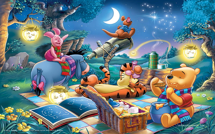 Disney Picture Winnie The Pooh And Friends Lantern Telescope Picnic Computer Desktop Wallpaper Hd 3840×2400