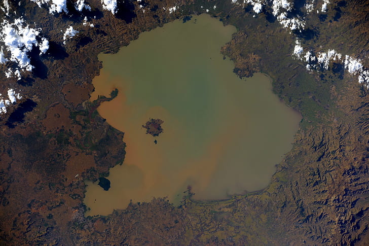 Earth from space, Ethiopia, Lake Tana, HD wallpaper