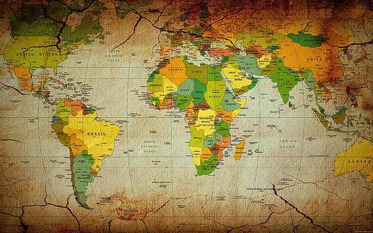 World map vintage, world map