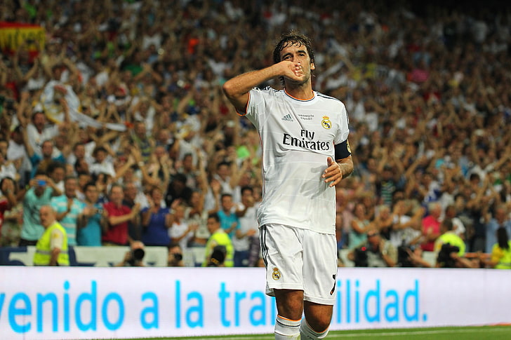 male's white adidas jersey shirt, football, real Madrid, Raul