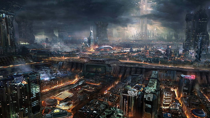 cityscape digital wallpaper, cyberpunk, futuristic, futuristic city, HD wallpaper
