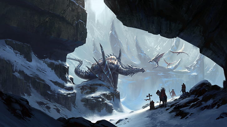 knights, Klaus Pillon, Dragon's Nest, the dragon's lair, HD wallpaper