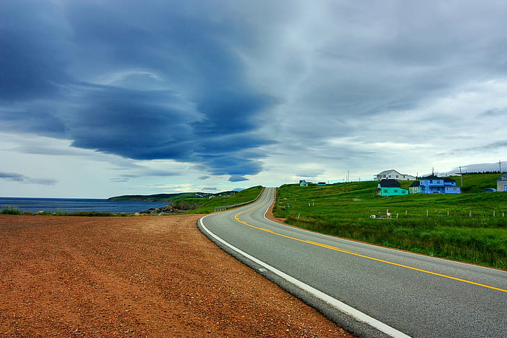 highway illustration, Cabot Trail, Scenic Route, HDR, angle, canada, HD wallpaper