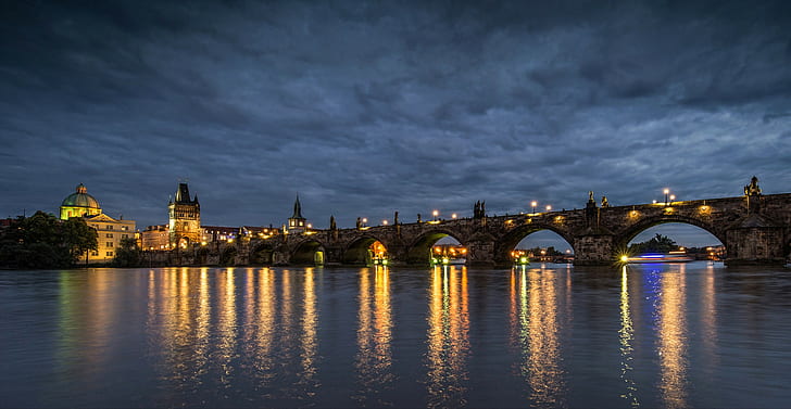 Charles Bridge, Prague, brown concrete long bridge, Czech Republic, HD wallpaper