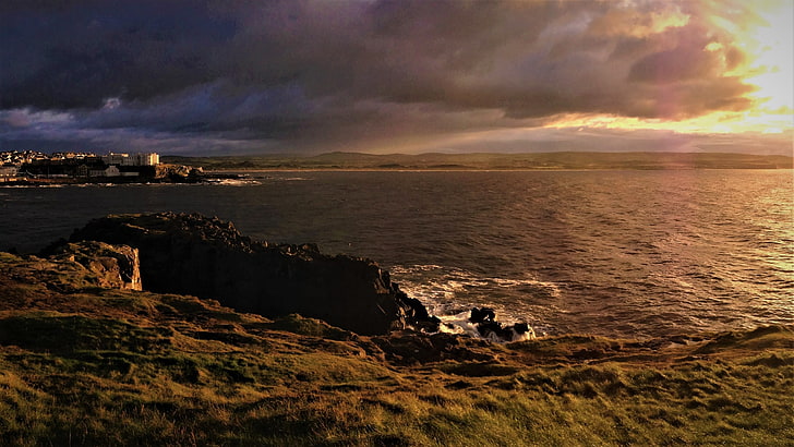 Coast, Coastline, Northern Ireland, sky, sea, water, cloud - sky, HD wallpaper