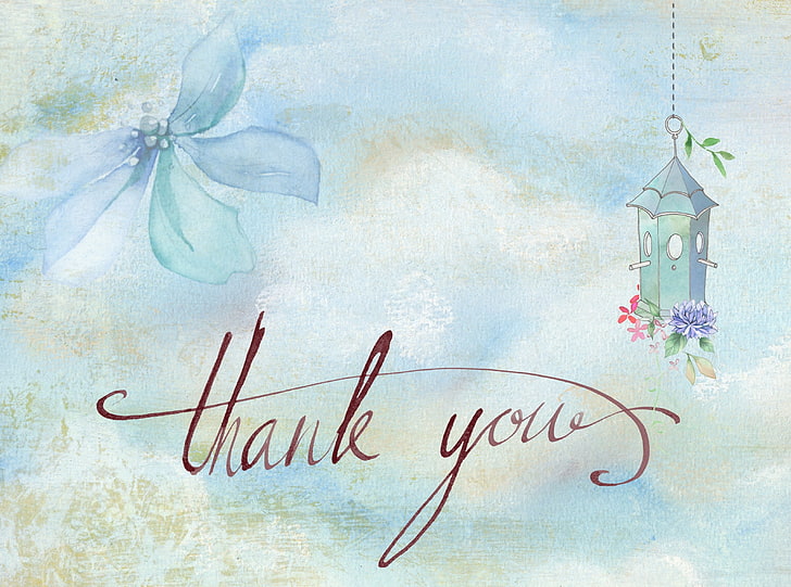 Watercolor Thank You Card, Vintage, Blue, Summer, Spring, Love, HD wallpaper