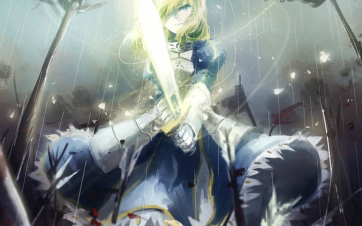 Fate/Stay Night, Saber, anime girls, indoors, glass - material, HD wallpaper