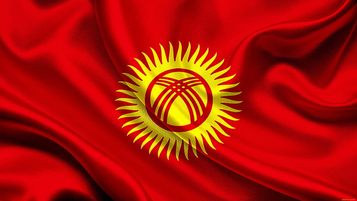 red, flag, fon, Kyrgyzstan