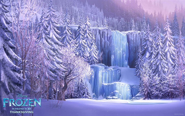Disney Frozen Movie Waterfall, disney frozen thanksgiving poster, HD wallpaper