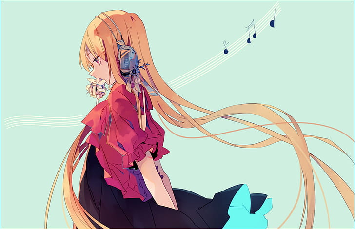 Hd Wallpaper Anime Girls Headphones Blonde Music Anime