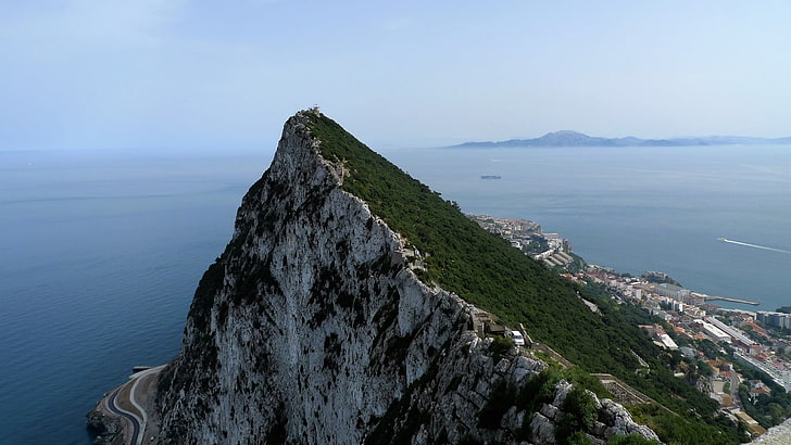 coast, sea, rock, ridge, bay, rock of gibraltar, rock formation, HD wallpaper