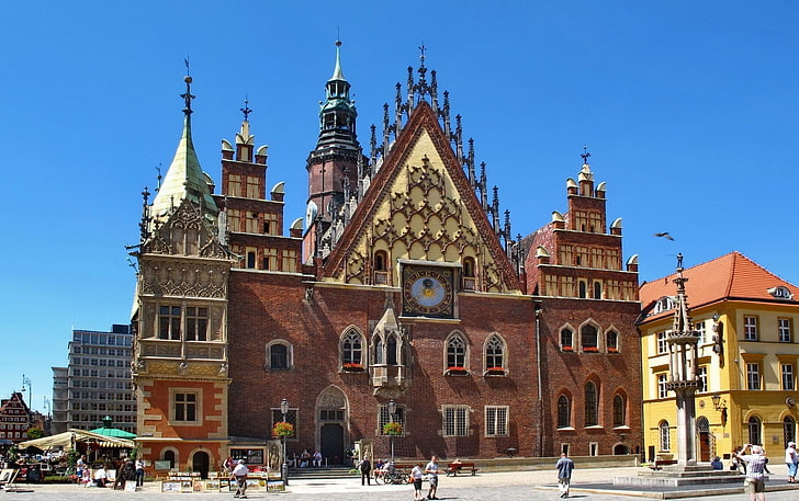 breslau, city, wrocław, Poland, Polish, city hall, architecture, HD wallpaper