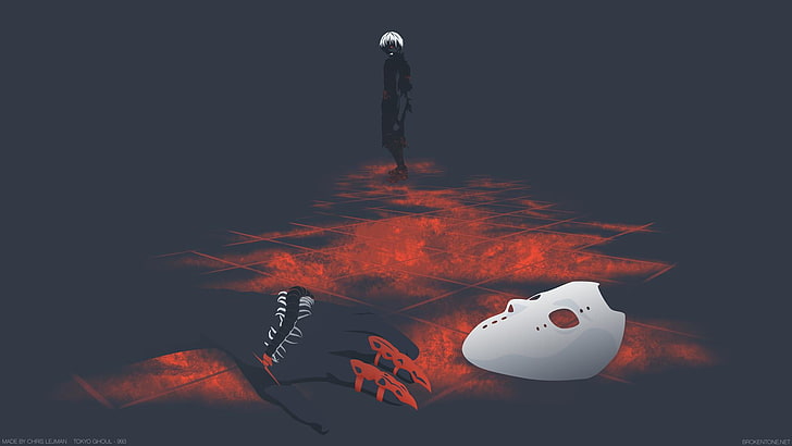 white mask illustration, Tokyo Ghoul, Kaneki Ken, anime, one person