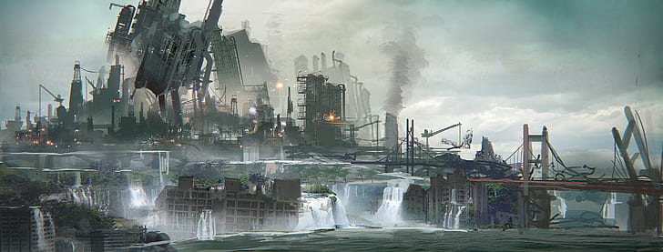 Nier: Automata, ruins, cityscape, landscape